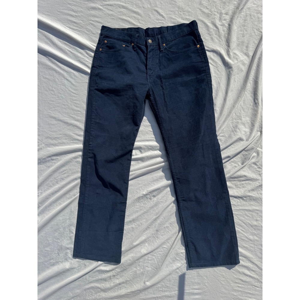 Levis 514 Straight Fit Corduroy Pants Mens W34 L30 Navy Blue Cord Trousers